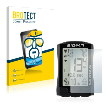 Front side of a product packaging with the brand logo BROTECT. Next to it is the device Sigma BC 23.16 shown with the correspo