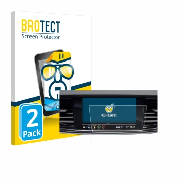 Front side of a product packaging with the brand logo BROTECT. Next to it is the device Opel Insignia 2017 Navi 900 IntelliLin