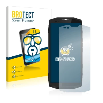 Front side of a product packaging with the brand logo BROTECT. Next to it is the device Blackview BV9000 Pro shown with the co