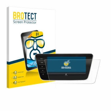 Front side of a product packaging with the brand logo BROTECT. Next to it is the device Skoda Superb Business Columbus 2017-20