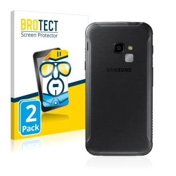 Front side of a product packaging with the brand logo BROTECT. Next to it is the device Samsung Galaxy XCover 4 (ONLY Camera L