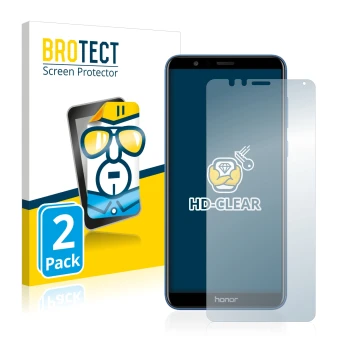 Front side of a product packaging with the brand logo BROTECT. Next to it is the device Honor 7X shown with the corresponding 