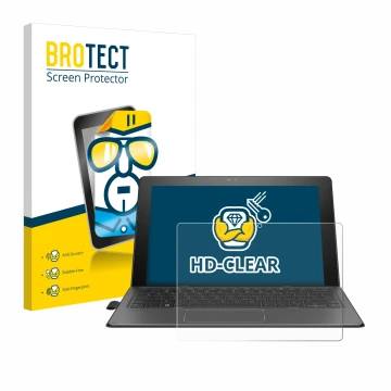 Front side of a product packaging with the brand logo BROTECT. Next to it is the device HP Pro x2 612 G2 shown with the corres