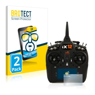 Front side of a product packaging with the brand logo BROTECT. Next to it is the device Spektrum IX12 shown with the correspon