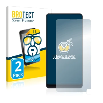Front side of a product packaging with the brand logo BROTECT. Next to it is the device Xiaomi Mi Mix 2S shown with the corres