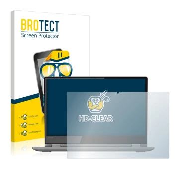 Front side of a product packaging with the brand logo BROTECT. Next to it is the device Lenovo Yoga 530 shown with the corresp