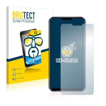 Front side of a product packaging with the brand logo BROTECT. Next to it is the device ASUS ZenFone 5 ZE620KL shown with the 