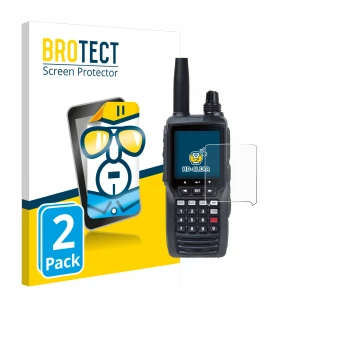 Front side of a product packaging with the brand logo BROTECT. Next to it is the device Yaesu FTA-450 shown with the correspon