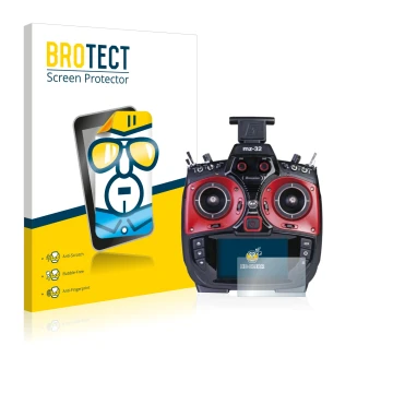 Front side of a product packaging with the brand logo BROTECT. Next to it is the device Graupner MZ-32 (3.Gen) shown with the 