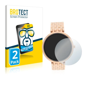 Front side of a product packaging with the brand logo BROTECT. Next to it is the device Xlyne X-Watch Siona XW Fit shown with 