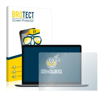 Front side of a product packaging with the brand logo BROTECT. Next to it is the device Apple MacBook Pro 15