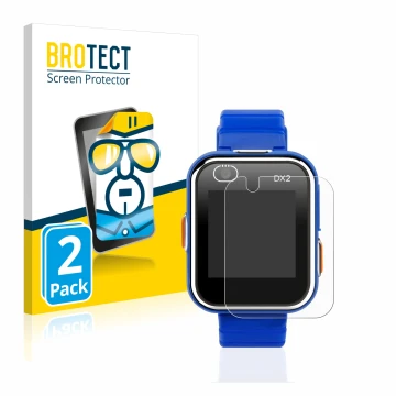 Front side of a product packaging with the brand logo BROTECT. Next to it is the device Vtech Kidizoom Smart Watch DX2 shown w