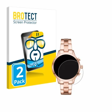 Front side of a product packaging with the brand logo BROTECT. Next to it is the device Michael Kors Access Runway (41 mm) sho