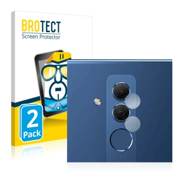 Front side of a product packaging with the brand logo BROTECT. Next to it is the device Huawei Mate 20 lite (ONLY Camera Lens)