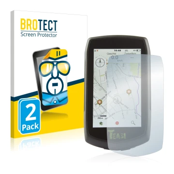 Front side of a product packaging with the brand logo BROTECT. Next to it is the device A-Rival Teasi One4 shown with the corr