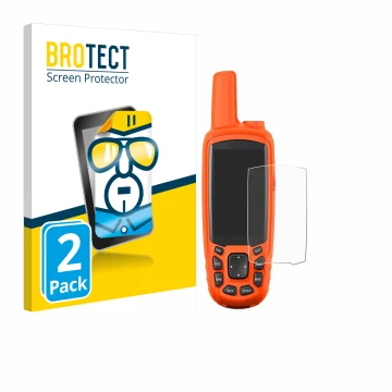 Front side of a product packaging with the brand logo BROTECT. Next to it is the device Garmin Astro 430 shown with the corres