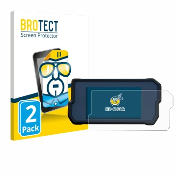 Front side of a product packaging with the brand logo BROTECT. Next to it is the device KTM 390 Duke 2017 shown with the corre