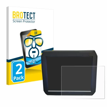 Front side of a product packaging with the brand logo BROTECT. Next to it is the device Keyence IM-7020 (Display + Touchpad) s