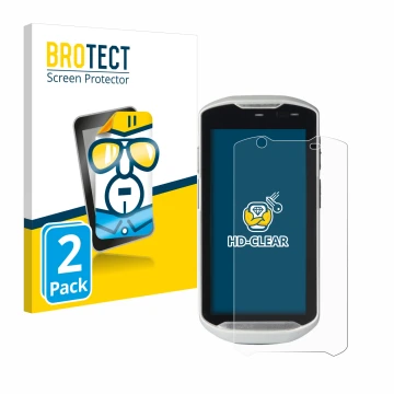 Front side of a product packaging with the brand logo BROTECT. Next to it is the device Zebra TC52-HC shown with the correspon