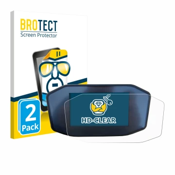 Front side of a product packaging with the brand logo BROTECT. Next to it is the device KTM 1290 Super Duke R shown with the c