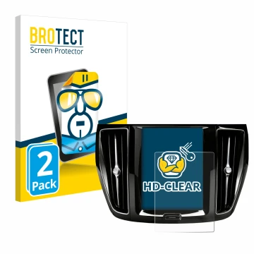 Front side of a product packaging with the brand logo BROTECT. Next to it is the device Volvo V60 Sensus Connect 2019-2020 sho