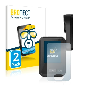 Front side of a product packaging with the brand logo BROTECT. Next to it is the device Flyer Display D0 shown with the corres