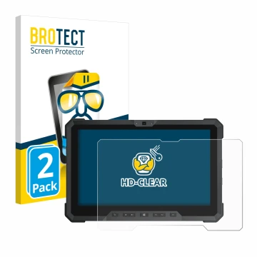 Front side of a product packaging with the brand logo BROTECT. Next to it is the device Dell Latitude 12 Rugged 7212 shown wit
