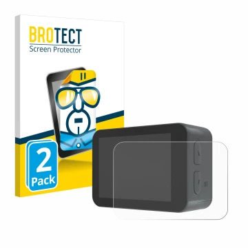 Front side of a product packaging with the brand logo BROTECT. Next to it is the device Akaso V50X shown with the correspondin