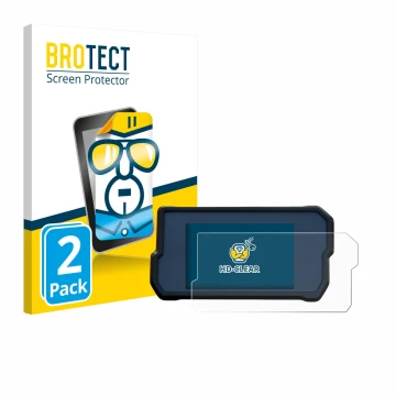 Front side of a product packaging with the brand logo BROTECT. Next to it is the device KTM 790 Adventure 2019+ shown with the