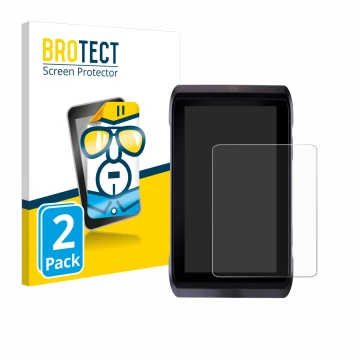 Front side of a product packaging with the brand logo BROTECT. Next to it is the device Atomos Shogun 7 shown with the corresp