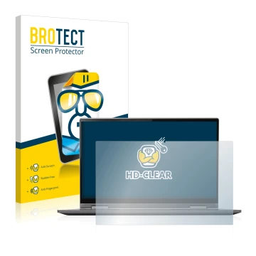 Front side of a product packaging with the brand logo BROTECT. Next to it is the device Lenovo Yoga C740 14