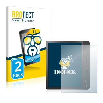 Front side of a product packaging with the brand logo BROTECT. Next to it is the device Tolino Epos 2 shown with the correspon