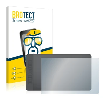 Front side of a product packaging with the brand logo BROTECT. Next to it is the device Gaomon PD1560 shown with the correspon