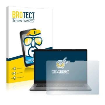 Front side of a product packaging with the brand logo BROTECT. Next to it is the device Dell Latitude 5300 2-in-1 shown with t