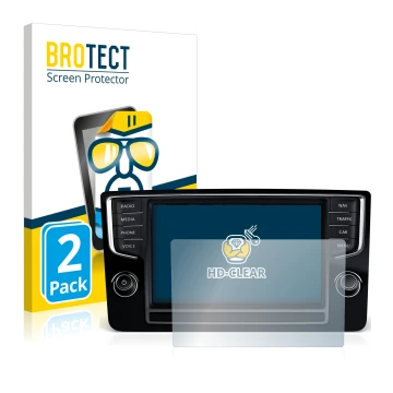 Front side of a product packaging with the brand logo BROTECT. Next to it is the device Volkswagen Golf Sportsvan 2015 Discove