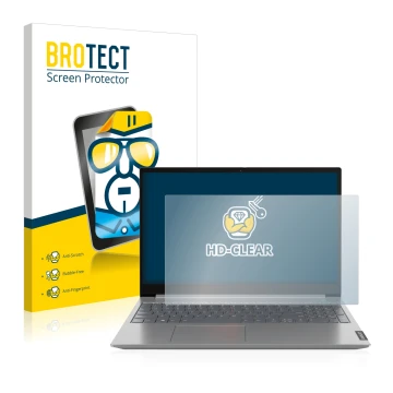 Front side of a product packaging with the brand logo BROTECT. Next to it is the device Lenovo ThinkBook 14