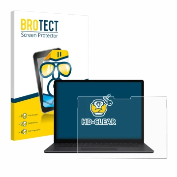 Front side of a product packaging with the brand logo BROTECT. Next to it is the device Microsoft Surface Book 3 15