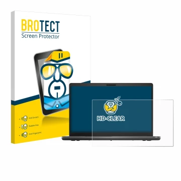 Front side of a product packaging with the brand logo BROTECT. Next to it is the device Dell Latitude 5500 shown with the corr
