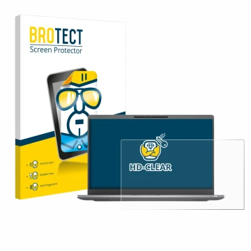 Front side of a product packaging with the brand logo BROTECT. Next to it is the device Dell Latitude 7400 Non-Touch shown wit