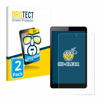 Front side of a product packaging with the brand logo BROTECT. Next to it is the device Huawei MediaPad M5 Lite 8