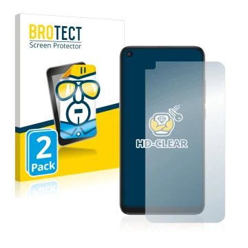 Front side of a product packaging with the brand logo BROTECT. Next to it is the device TCL 10L shown with the corresponding s