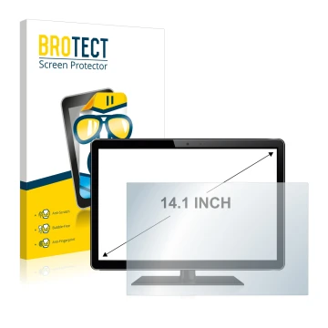 Front side of a product packaging with the brand logo BROTECT. Next to it is the device shown with the corresponding screen pr