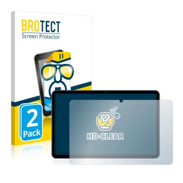 Front side of a product packaging with the brand logo BROTECT. Next to it is the device Huawei MatePad 10.4 shown with the cor