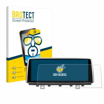 Front side of a product packaging with the brand logo BROTECT. Next to it is the device BMW X5 F15 2013-2018 Infotainment Syst