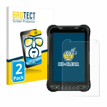 Front side of a product packaging with the brand logo BROTECT. Next to it is the device UniStrong UT30 8