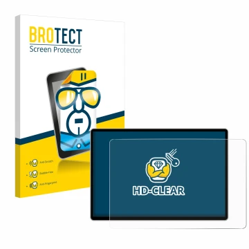 Front side of a product packaging with the brand logo BROTECT. Next to it is the device Tesla Model 3 Infotainment System 15.4
