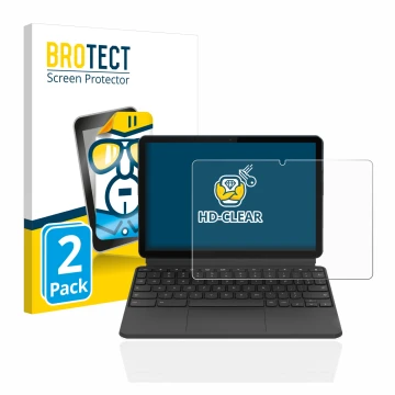 Front side of a product packaging with the brand logo BROTECT. Next to it is the device Lenovo IdeaPad Duet Chromebook 10.1