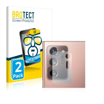 Front side of a product packaging with the brand logo BROTECT. Next to it is the device Samsung Galaxy Note 20 Ultra 5G (ONLY 