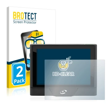 Front side of a product packaging with the brand logo BROTECT. Next to it is the device Coyote UP shown with the corresponding