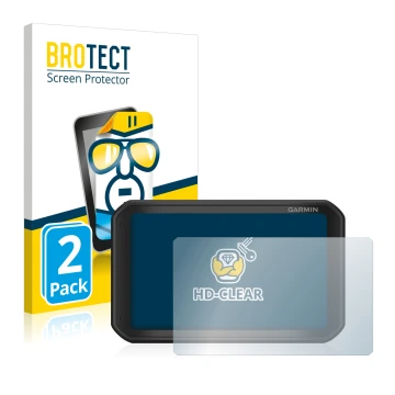Front side of a product packaging with the brand logo BROTECT. Next to it is the device Garmin Catalyst shown with the corresp